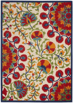 HomeRoots 4' X 6' Red and Ivory Floral Indoor Outdoor Area Rug