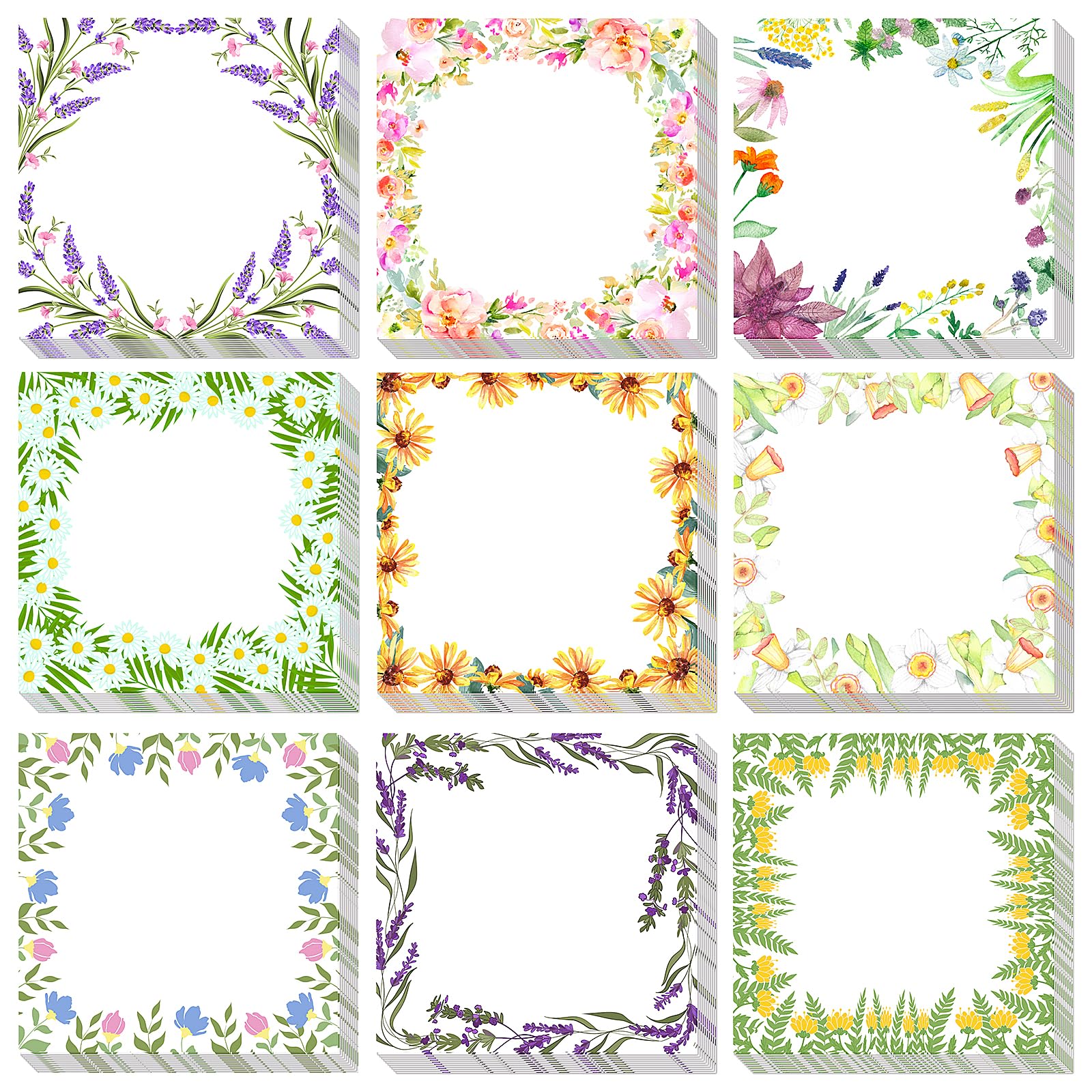 9 Pieces Spring Wreath Sticky Notes Flower Notes Pads Self-Adhesive Floral Sticky Memo Notes For Spring School Work Office Home