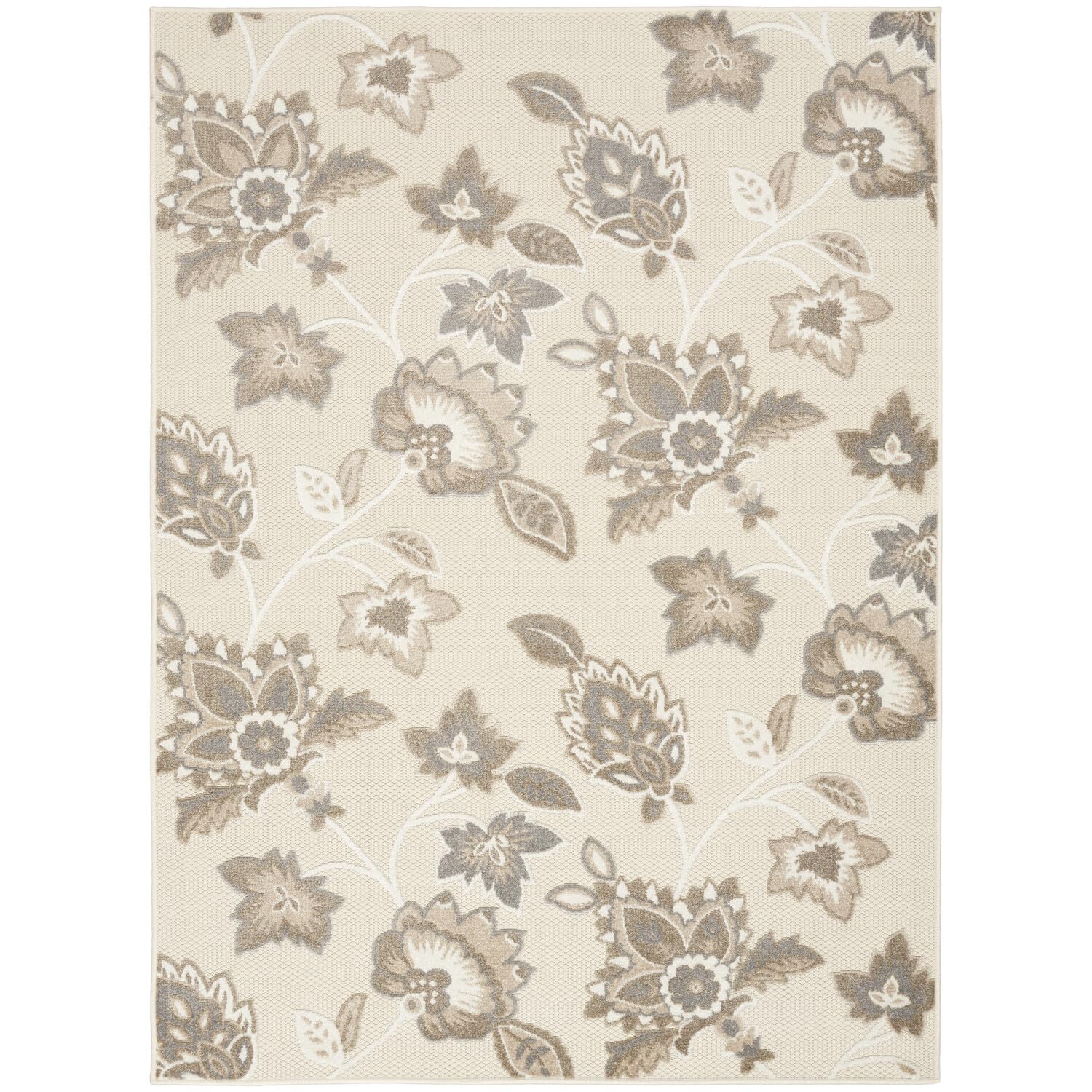 Nourison Aloha Indoor/Outdoor Beige 7'10' X 10'6' Area Rug, Easy Cleaning, Non Shedding, Bed Room, Living Room, Dining Room, K