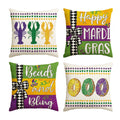 Avoin Colorlife Happy Mardi Gras Beads And Bling Crawfish Smoothie Throw Pillow Covers, 18 X 18 Inch Checked Bow Stripes Holiday