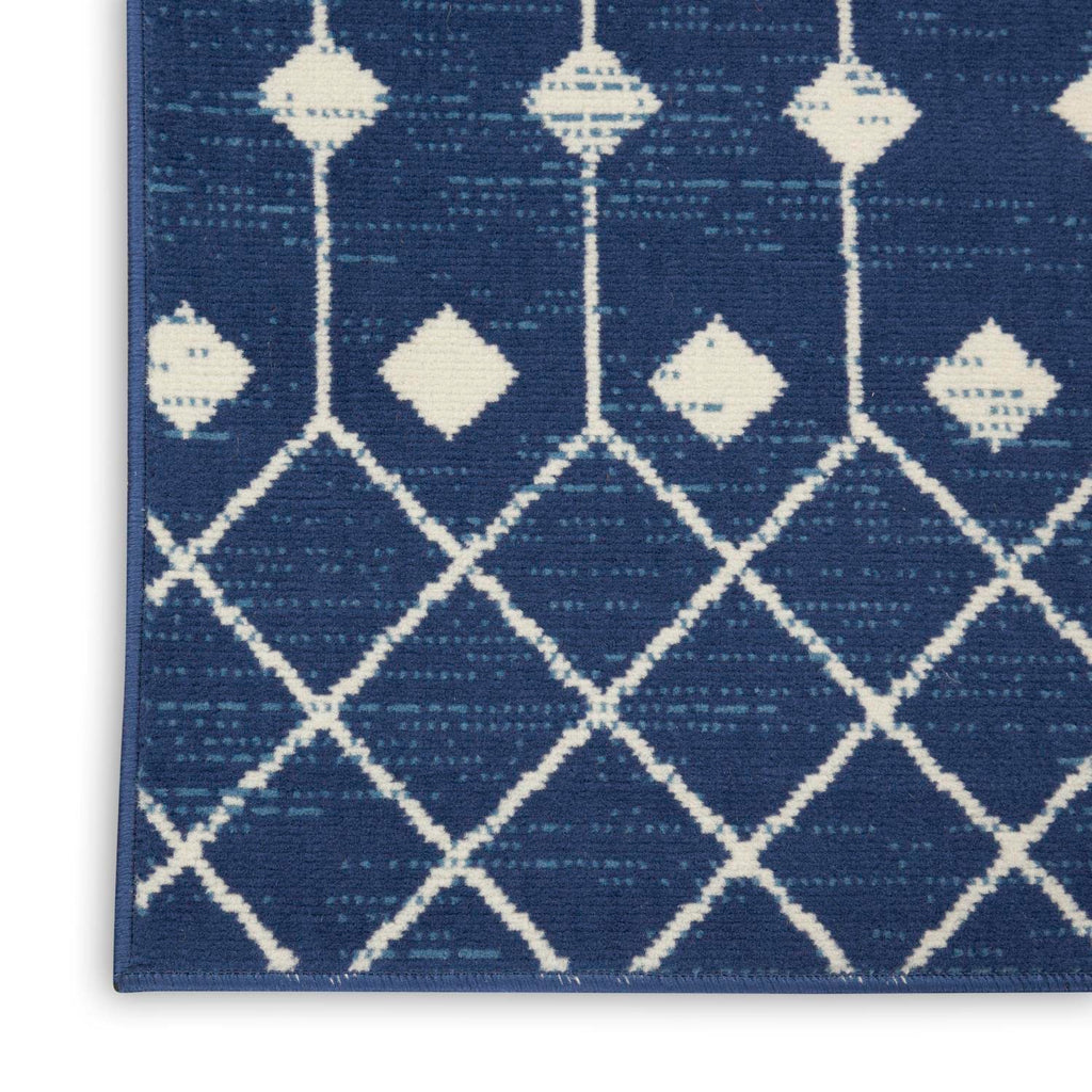 Nourison Grafix Moroccan Navy 2'3' X 12' Area Rug, Easy Cleaning, Non Shedding, Bed Room, Living Room, Dining Room, Kitchen (2X