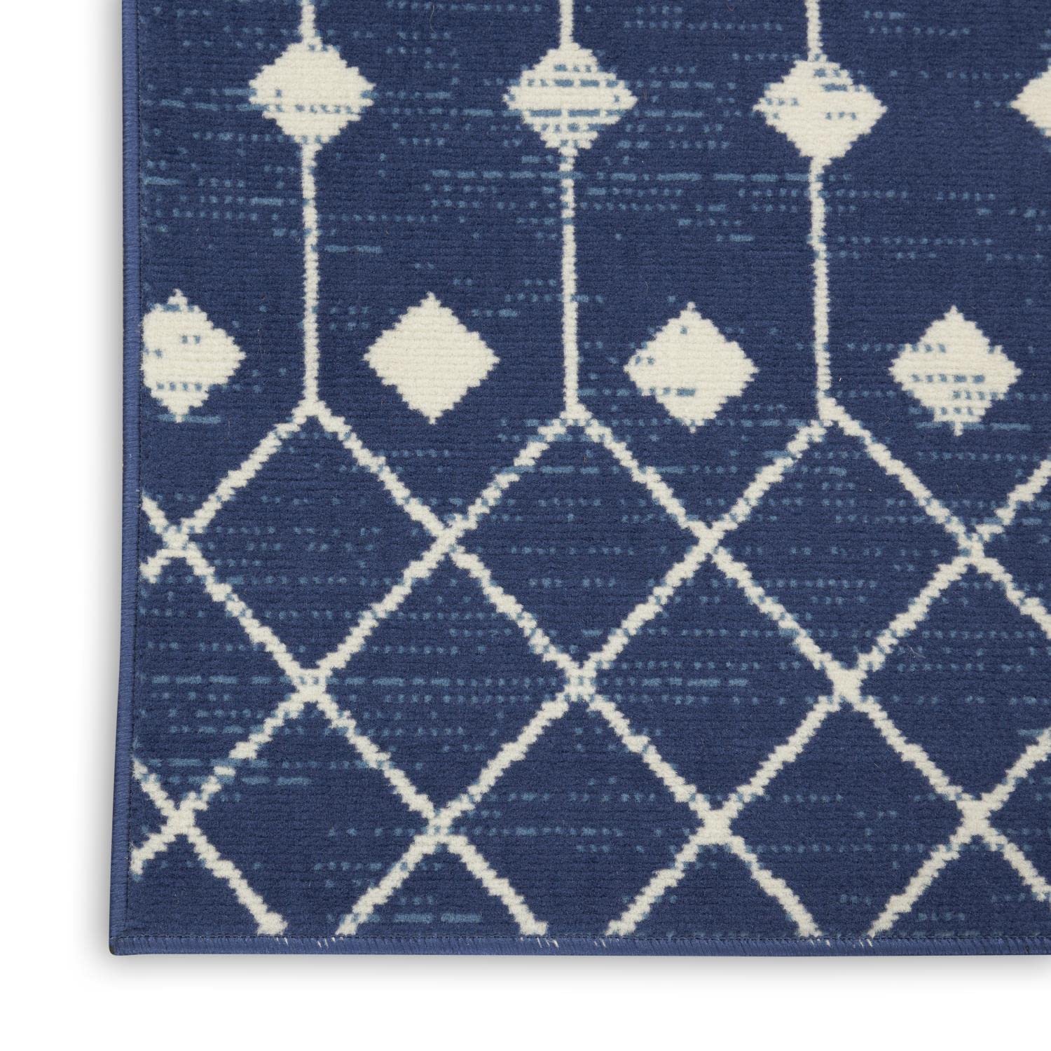 Nourison Grafix Moroccan Navy 2'3' X 12' Area Rug, Easy Cleaning, Non Shedding, Bed Room, Living Room, Dining Room, Kitchen (2X