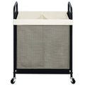 STO STO Laundry Hamper 2 Section, 100L Rolling Laundry Sorter Cart with Removable and Washable Liner Bag, Rolling Clothes Hamper