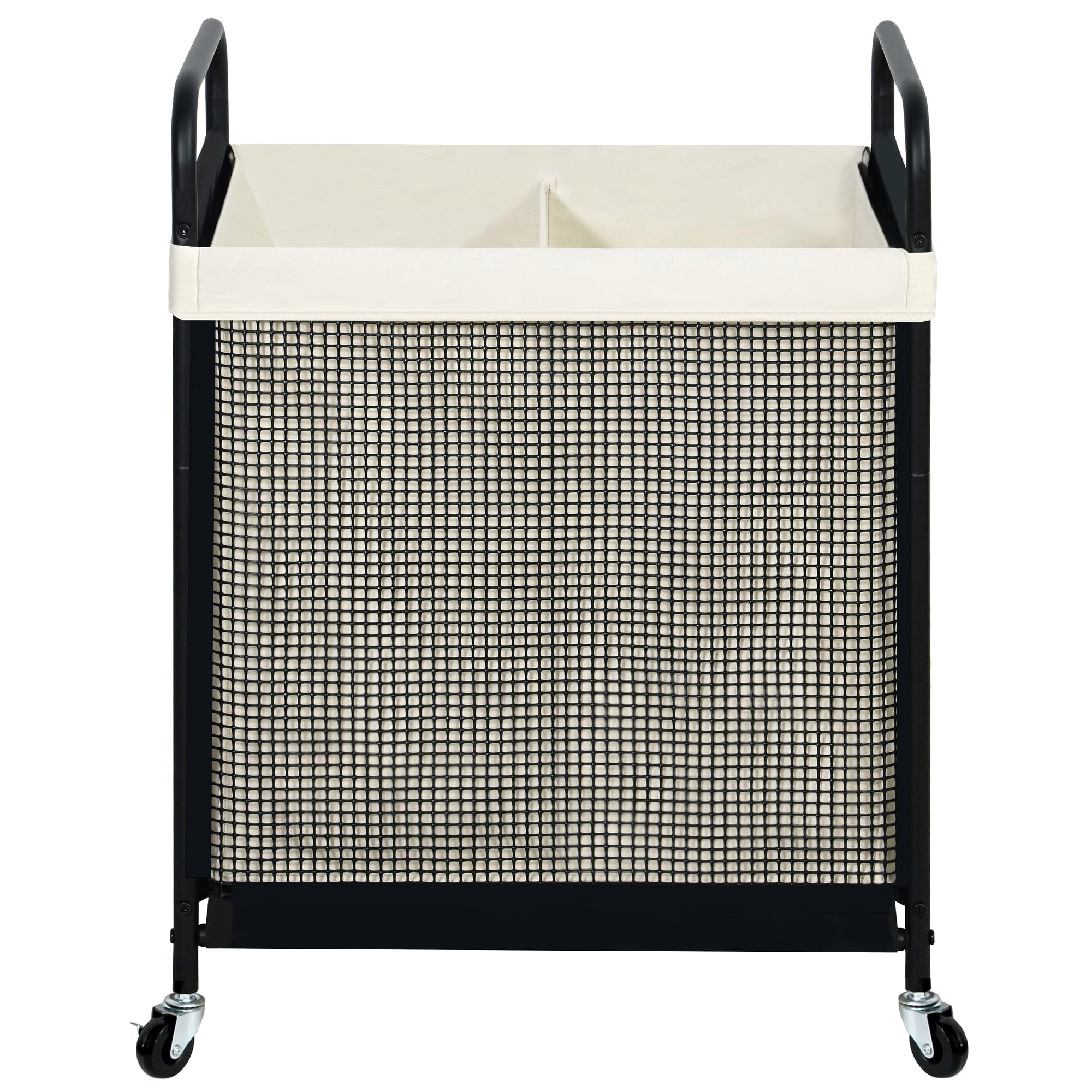 STO STO Laundry Hamper 2 Section, 100L Rolling Laundry Sorter Cart with Removable and Washable Liner Bag, Rolling Clothes Hamper
