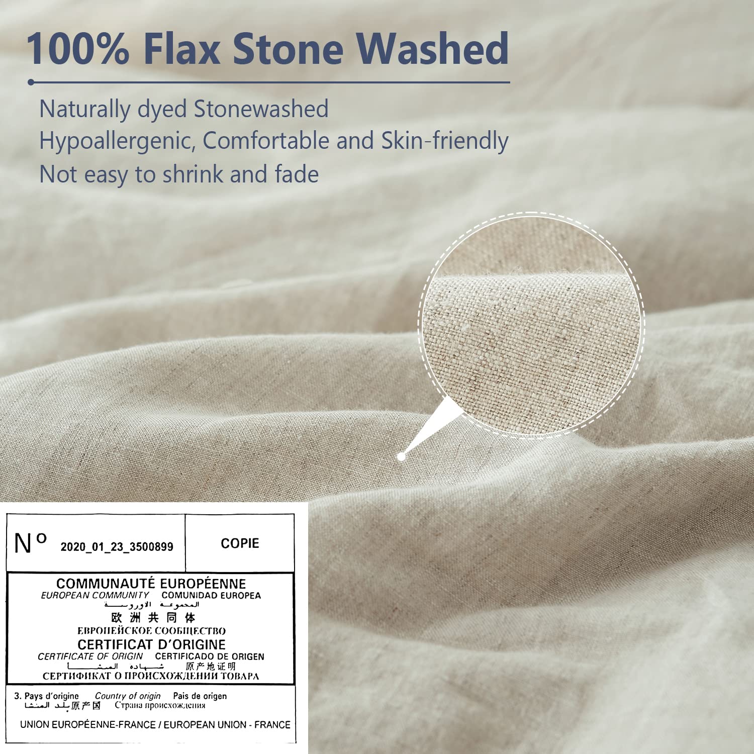 Simple&Opulence 100% Belgian Linen Pillow Shams -Set Of 2, King Size - Basic Style Breathable Pure Linen Suitable For Home - Soft And Durable With Envelope Closure (20''X 36'', Linen)