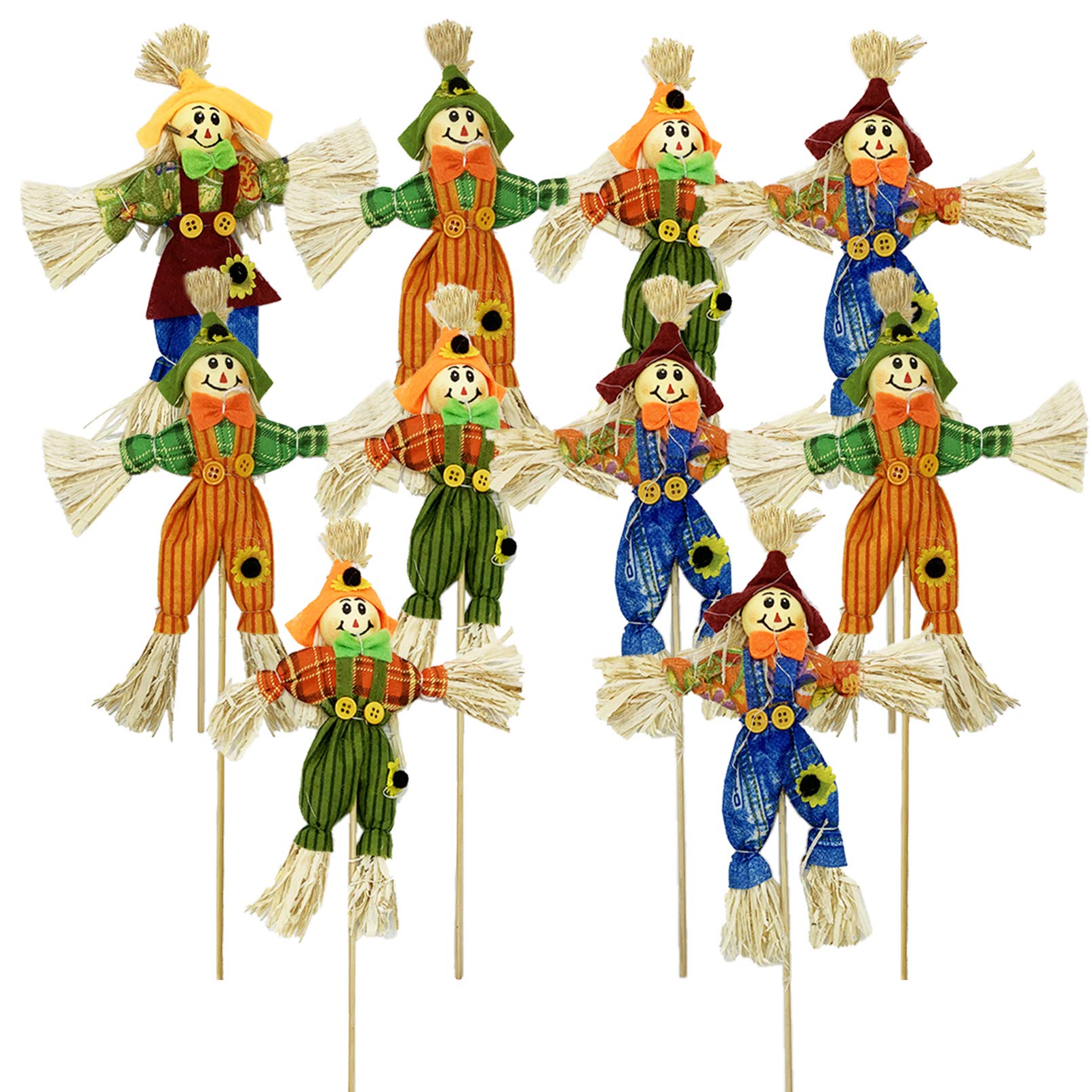 Ebaokuup 10 Pcs Halloween Scarecrow Decoration - 11.8 Inch Fall Harvest Scarecrow Thanksgiving Scarecrow Fall Harvest Standing S