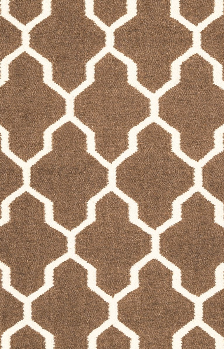 Rizzy Home | Sg2099 | Swing Collection | Wool Area Rug | 8' X 10' | Brown/Off White Trellis