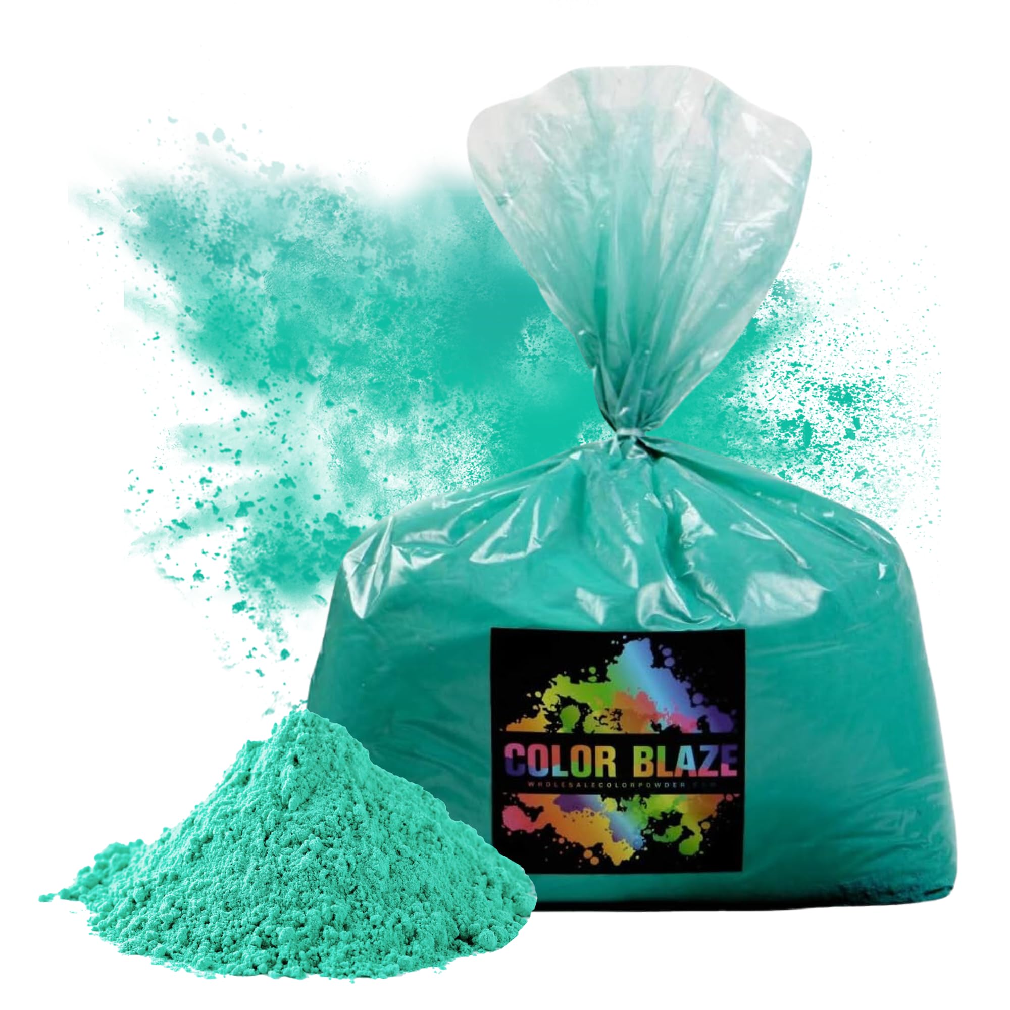 Color Blaze Holi Colored Powder - 5 lbs of Teal Powdered Color - For Fun Runs, Color Toss, Rangoli, Powder War, Backyard Party &