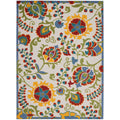 Nourison Aloha Indoor/Outdoor Ivory/Multi 9' X 12' Area Rug, Easy Cleaning, Non Shedding, Bed Room, Living Room, Dining Room, Ba