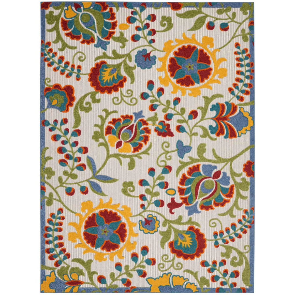 Nourison Aloha Indoor/Outdoor Ivory/Multi 9' X 12' Area Rug, Easy Cleaning, Non Shedding, Bed Room, Living Room, Dining Room, Ba