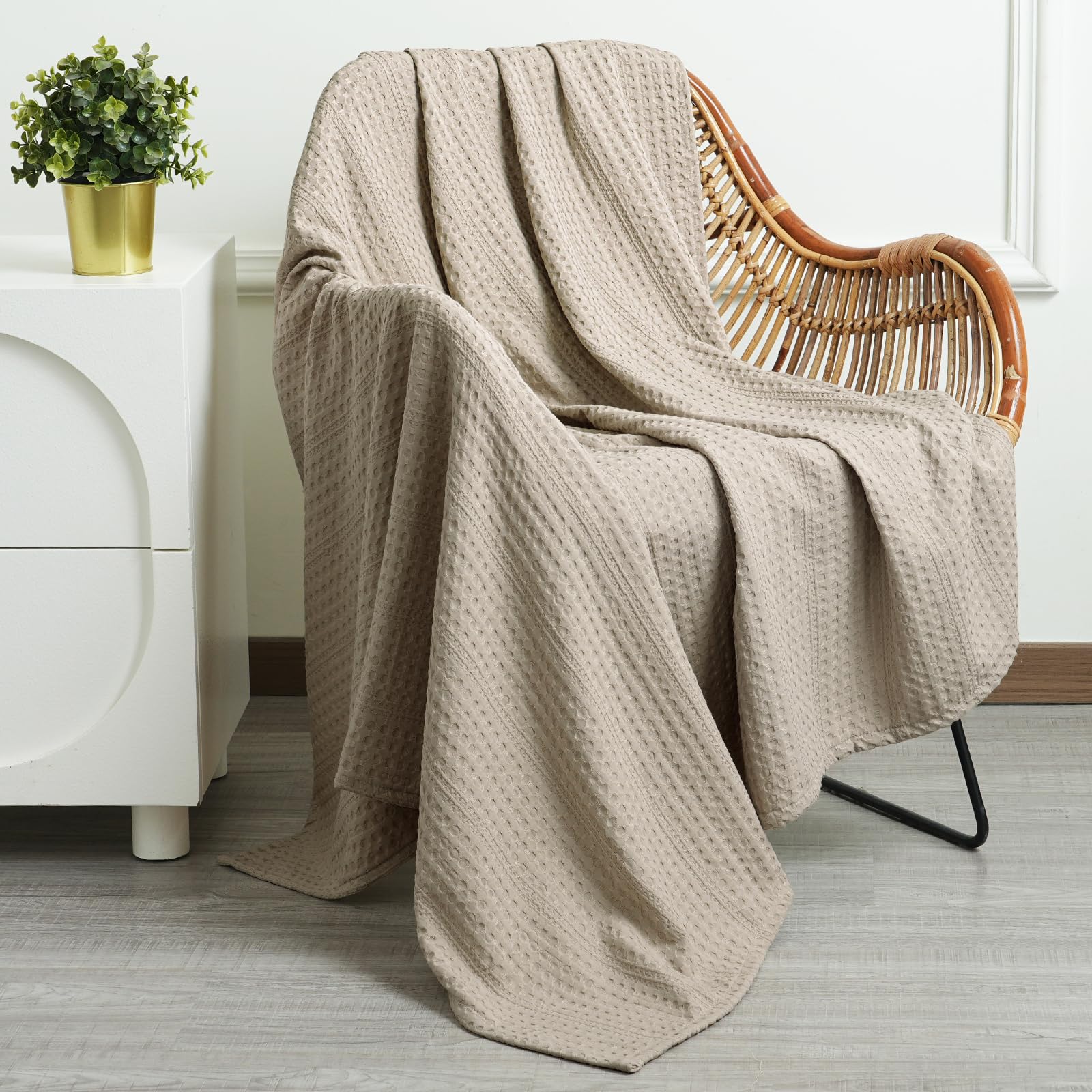 Phf Soft Waffle Weave Throw Blanket 50X60 - Lightweight And Breathable Woven Blankets Perfect For Summer - Great Decor For Couch