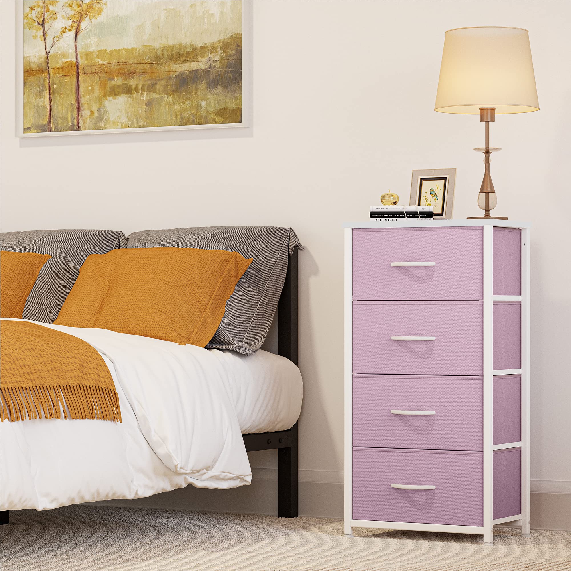 Yitahome Dresser With 4 Drawers - Storage Tower Unit, Fabric Dresser For Bedroom, Living Room, Closets - Sturdy Steel Frame, Wooden Top & Easy Pull Fabric Bins