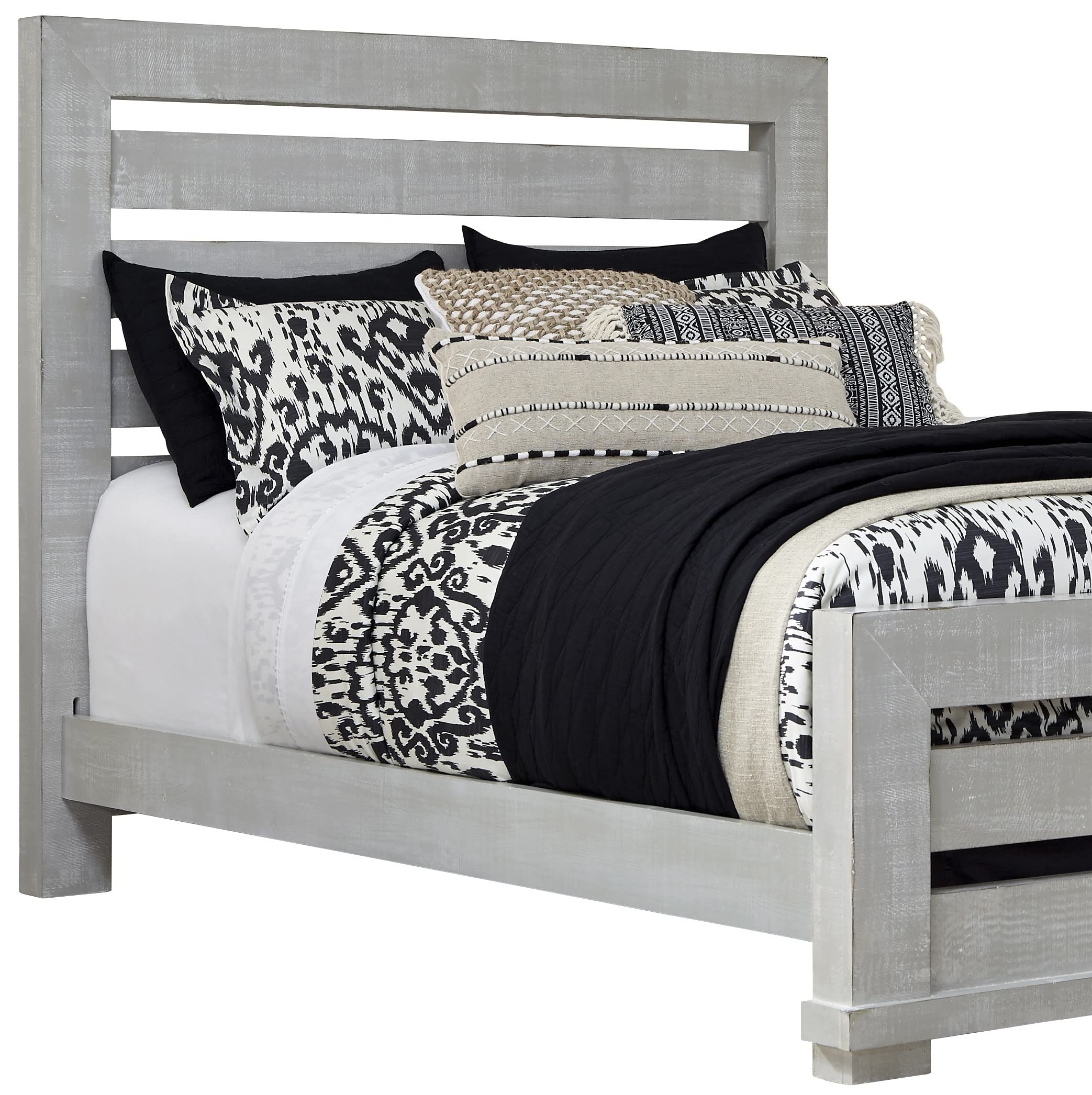 Progressive Furniture Willow King Slat Bed In Gray Chalk,Grey Chalk