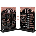 Zirtorei 16th Birthday Decorations Back in 2009 Table Sign for Girls, Rose Gold Two-Sides Sweet 16 Wooden Poster with Stand Part