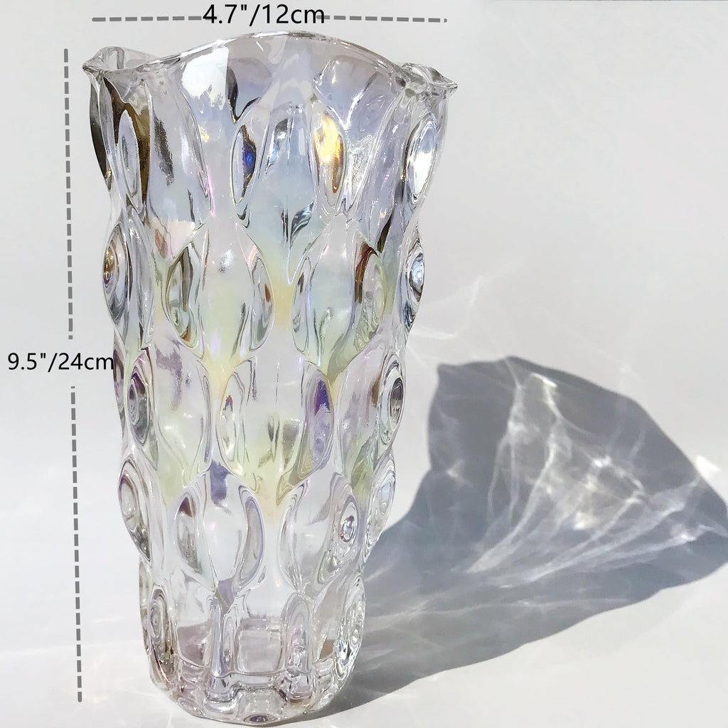 Eastern Rock Heavy Glass Flower Vase Thickened 3.5Lb 9.5Inch Sparkle Vase Bohemian Style, For Centerpieces,Wedding,Perfect Home