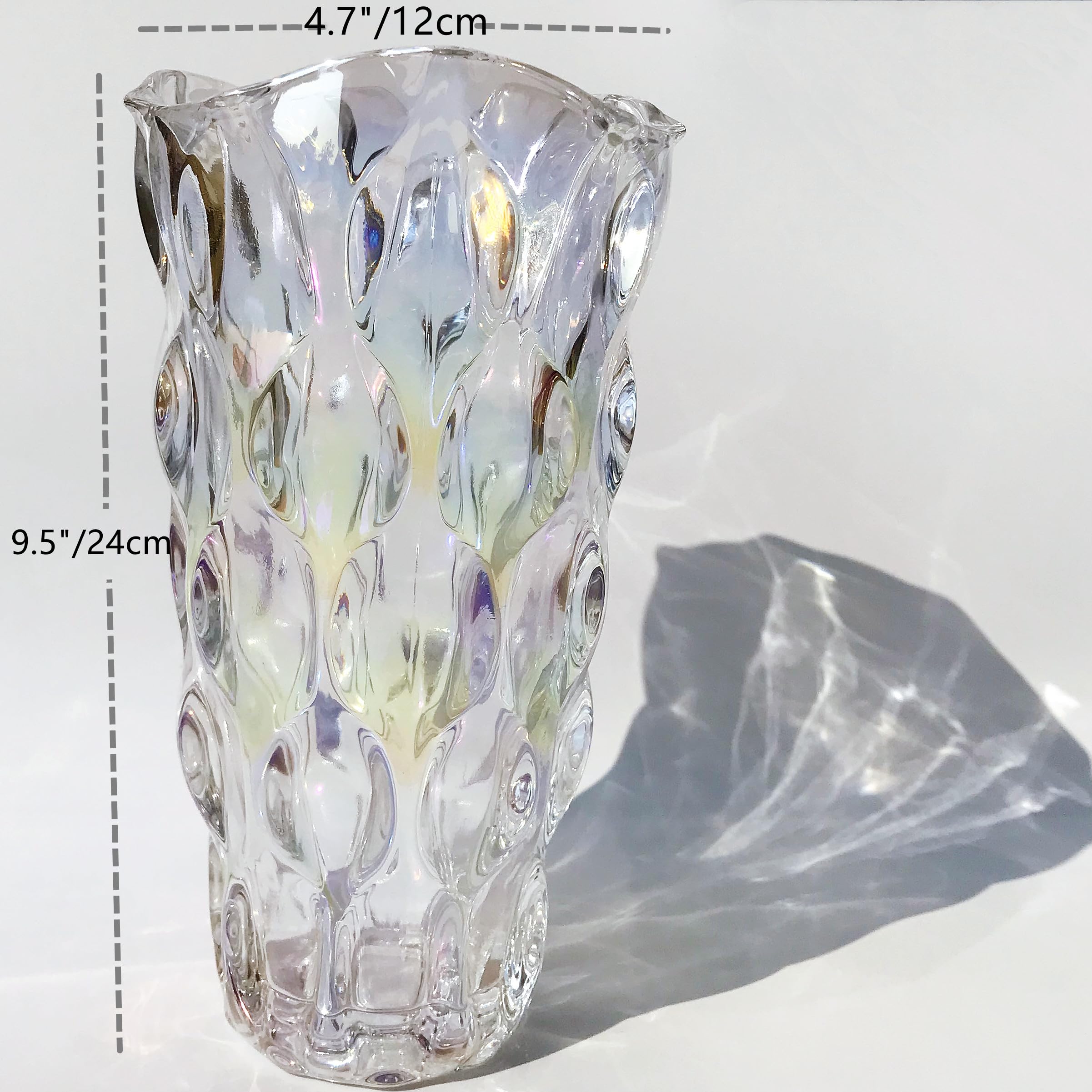 Eastern Rock Heavy Glass Flower Vase Thickened 3.5Lb 9.5Inch Sparkle Vase Bohemian Style, For Centerpieces,Wedding,Perfect Home