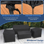 Startwo Patio Furniture Covers 4 Piece Set, Heavy Duty Waterproof Outdoor Furniture Cover, Windproof Patio Cover For Rattan Wicker Conversation Set, Patio Furniture Set Cover, Black,Large