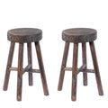 Antique Round Wooden chair Log cabin Stools Set of 2