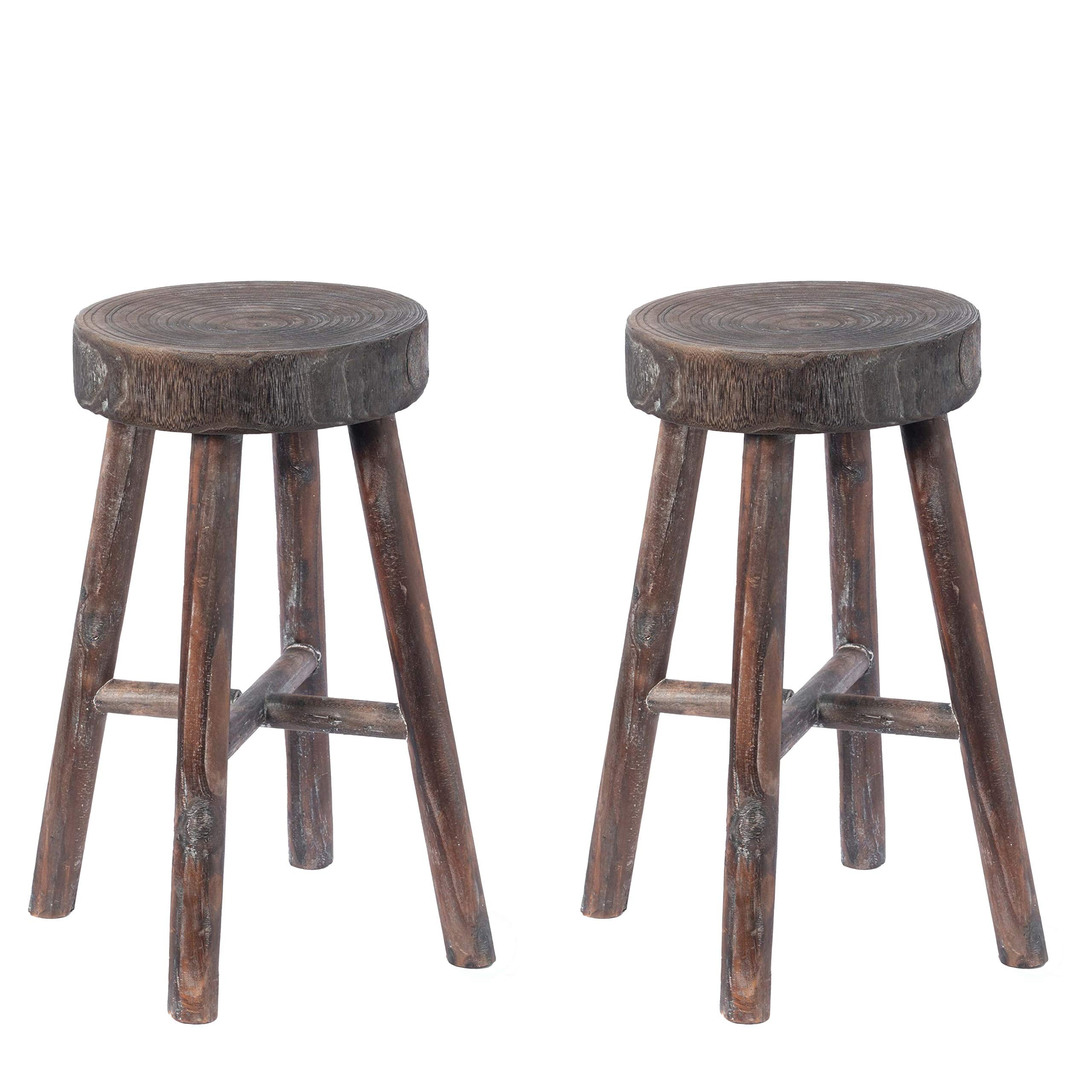 Antique Round Wooden chair Log cabin Stools Set of 2