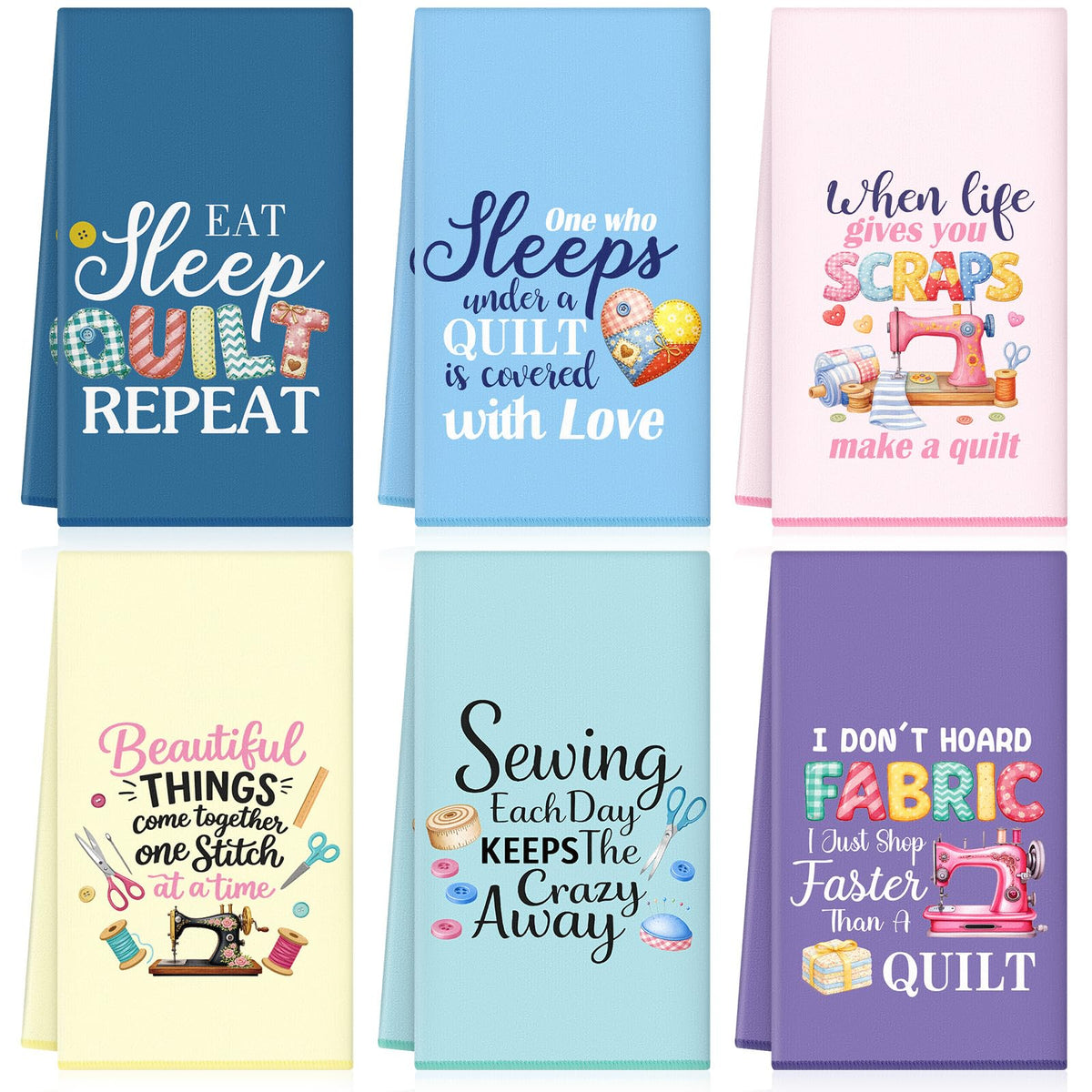 HunnmingRe 6 Pcs Sewing Kitchen Towels 24x16 Quilting Microfiber
