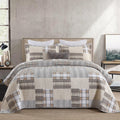 Kaloola 100% Cotton Quilts King Size 3 Pieces, Farmhouse Plaid King Quilt Bedding Sets, Brown Rustic King Size Bedspreads, Rever