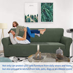 Znsayotx 1 Piece Jacquard Couch Covers For 3 Cushion Couch High Stretch Sofa Cover For Pets Dogs Anti Slip Extra Large Sofa Slipcovers Furniture Protector (Xl Sofa, Army Green)