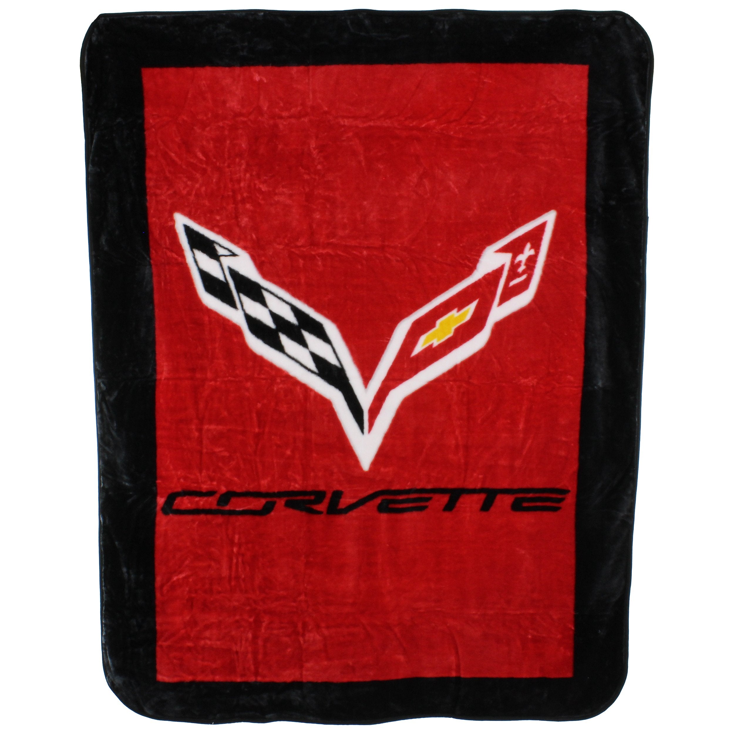 College Covers Corth Soft Raschel Corvette Plush Throw Blanket, 63' X 86', Red