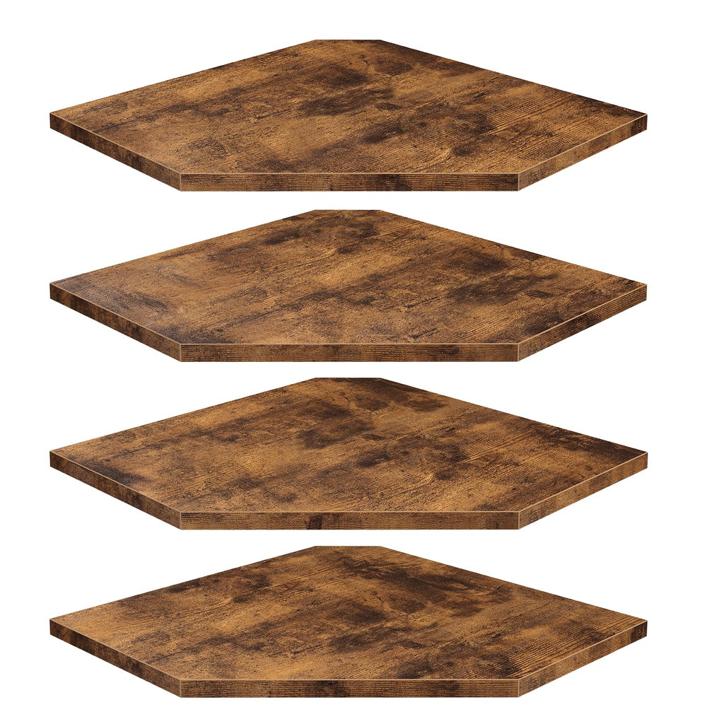 Homode Corner Shelf Wall Mount, Set Of 4 Floating Corner Shelves With Cord Hole For Cable Box, Wood Corner Hanging Shelves For Bathroom Bedroom Kitchen, Rustic Brown