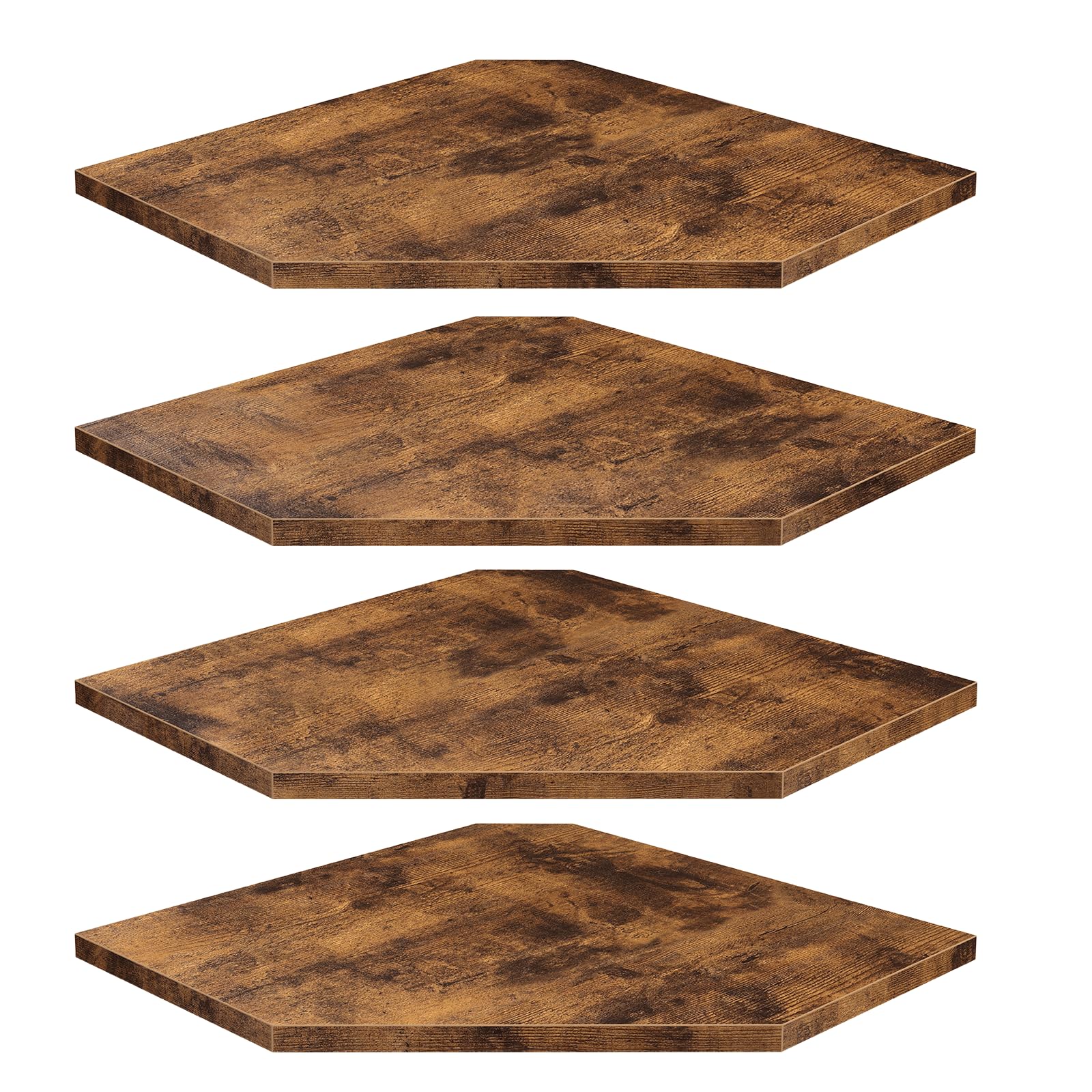 Homode Corner Shelf Wall Mount, Set Of 4 Floating Corner Shelves With Cord Hole For Cable Box, Wood Corner Hanging Shelves For Bathroom Bedroom Kitchen, Rustic Brown