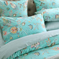 Brandream Boho Paisley Duvet Cover Set King Size (1 Duvet Cover + 2 Pillow Shams) Cotton Teal Print Luxurious Damask Floral Bedd