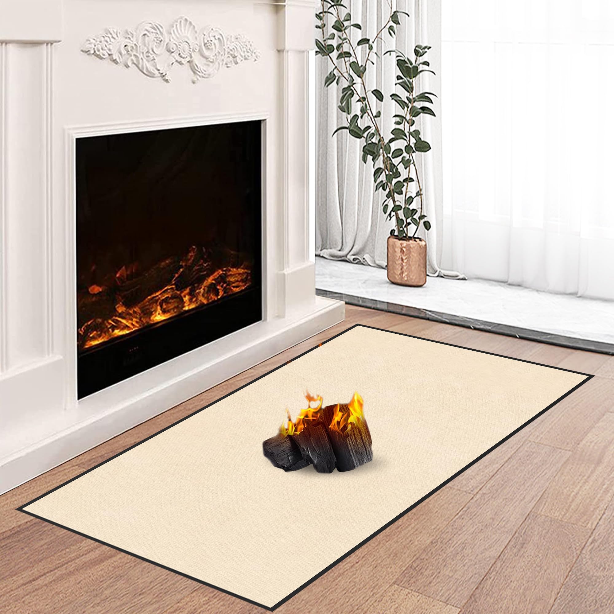 Hearth Rugs for Fireplaces Fire Resistant, 48 x 28 x 0.04 inch Fireproof Fireplace Mat Hearth Rug, Hearth Pads for Wood Stove Fi
