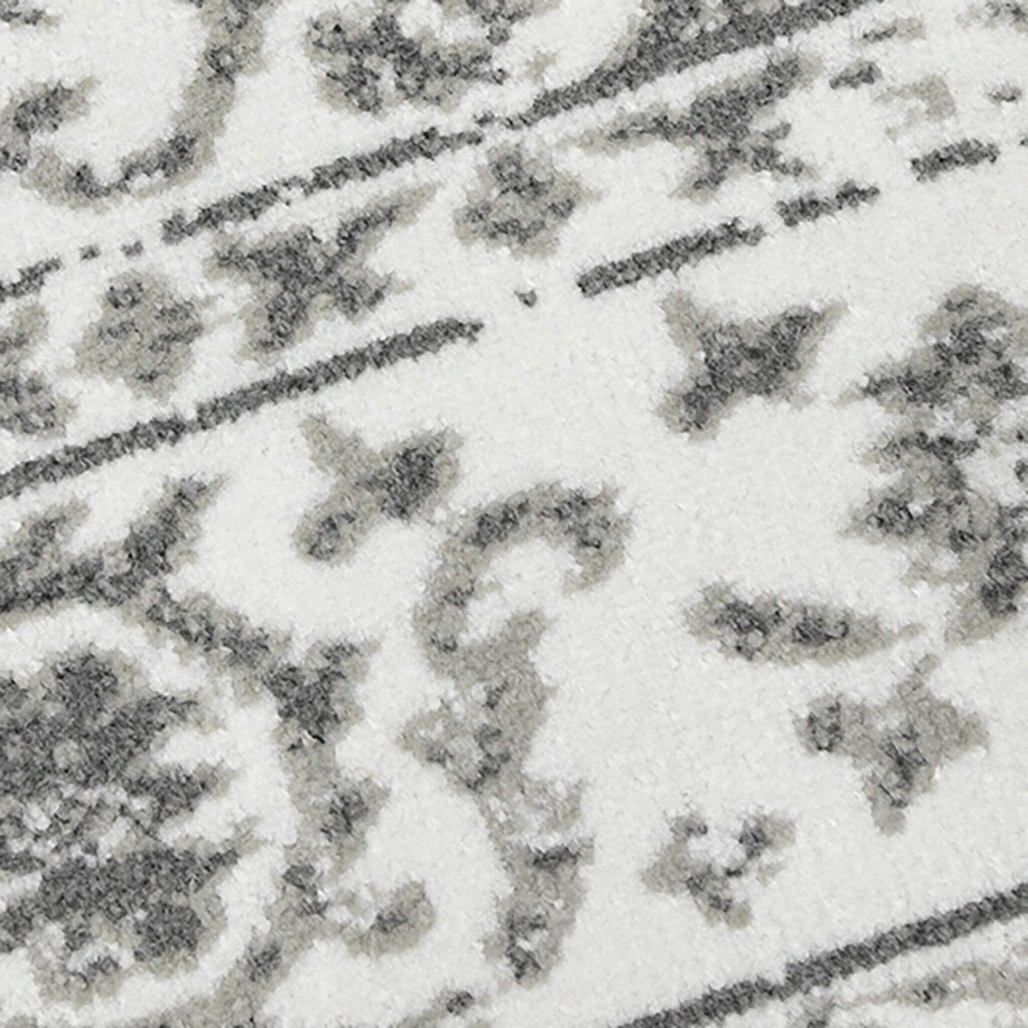 HomeRoots 531761 9 x 12 ft. Light Gray Floral Power Loom Rectangle Area Rug with Fringe