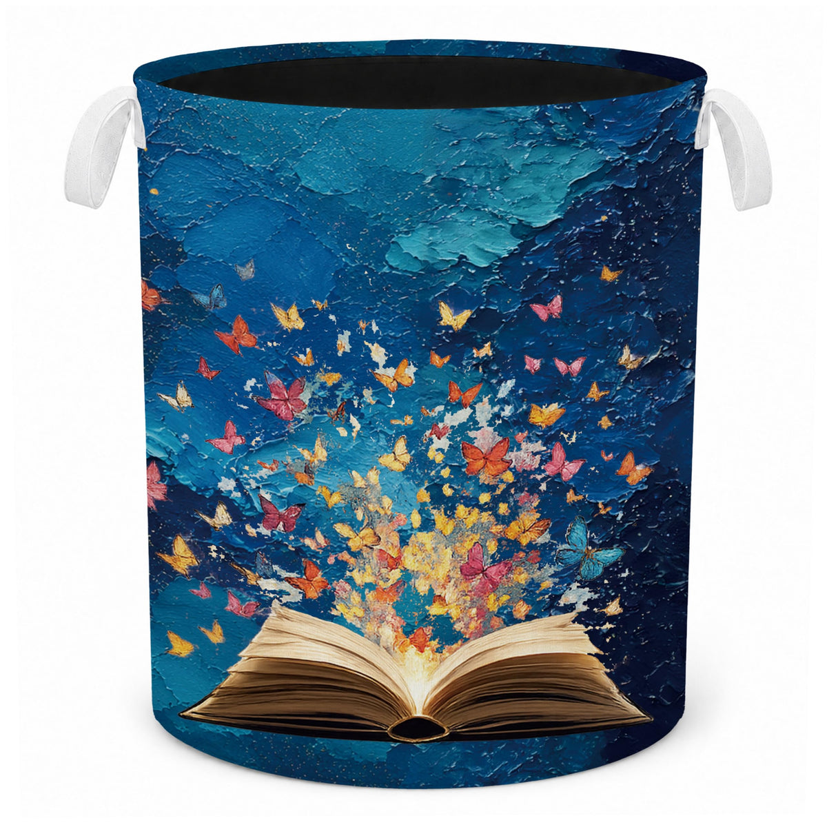 Billaion Book Lovers Gifts Laundry Basket, Butterfly Bookish Decor Laundry Hamper Waterproof Collapsible Clothes Storage Bin Org