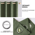 Miulee 100% Blackout Linen Textured Curtains For Bedroom Solid Thermal Insulated Olive Green Grommet Room Darkening Curtains & Drapes Luxury Decor For Living Room Nursery 52 X 120 Inch (2 Panels)