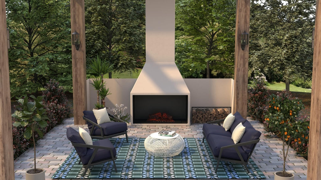 Mad Mats Geometric Outdoor Rug, Reversible Plastic Mat (6' X 9', Moroccan - Dark Periwinkle)