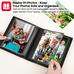 Aevdor 5x7 Photo Album - Holds 64 Photos, Black Inner Pages, Strong Elastic Band, Small Size, Plastic Material