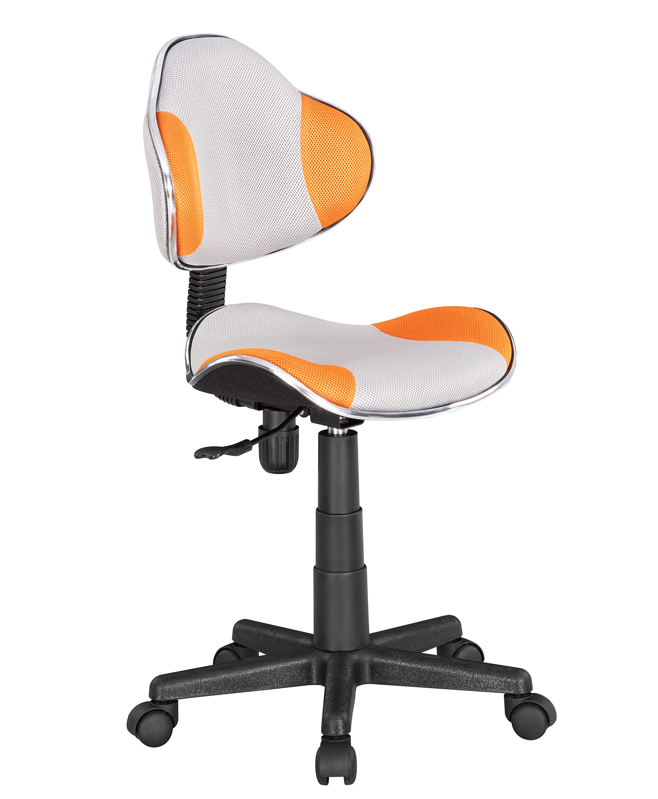 Jjs Home Office Low Back Computer Executive Chair, Ergonomic Mesh Chair With Extra Large Base And Pads, Grey/Orange