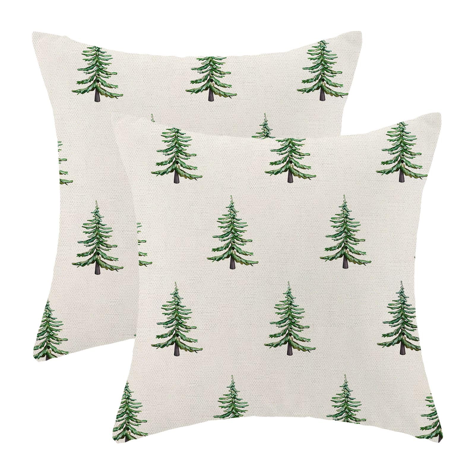 Cxmeifly Christmas Pillow Covers 16X16 Inch Set Of 2 Sage Green Christmas Tree Decor Throw Pillows Winter Xmas Holiday Farmhouse
