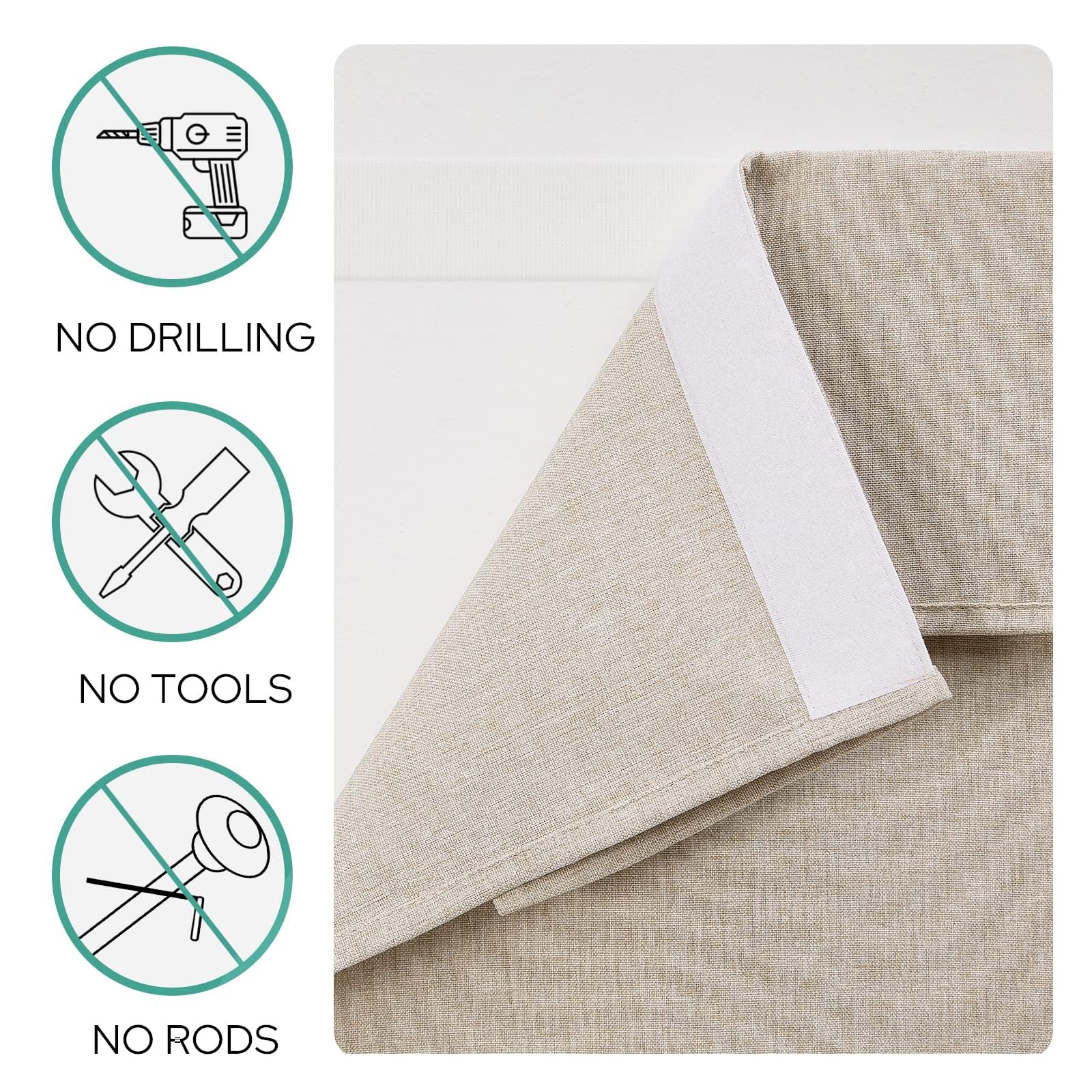 Homeideas Linen Sidelight Curtains For Front Door, Side Door Window Curtains, Front Door Curtains For Small Window, Thermal Insu