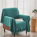 Inhand Knitted Throw Blankets For Couch And Bed, Soft Cozy Knit Blanket With Tassel, Blue Lightweight Decorative Blankets And Th