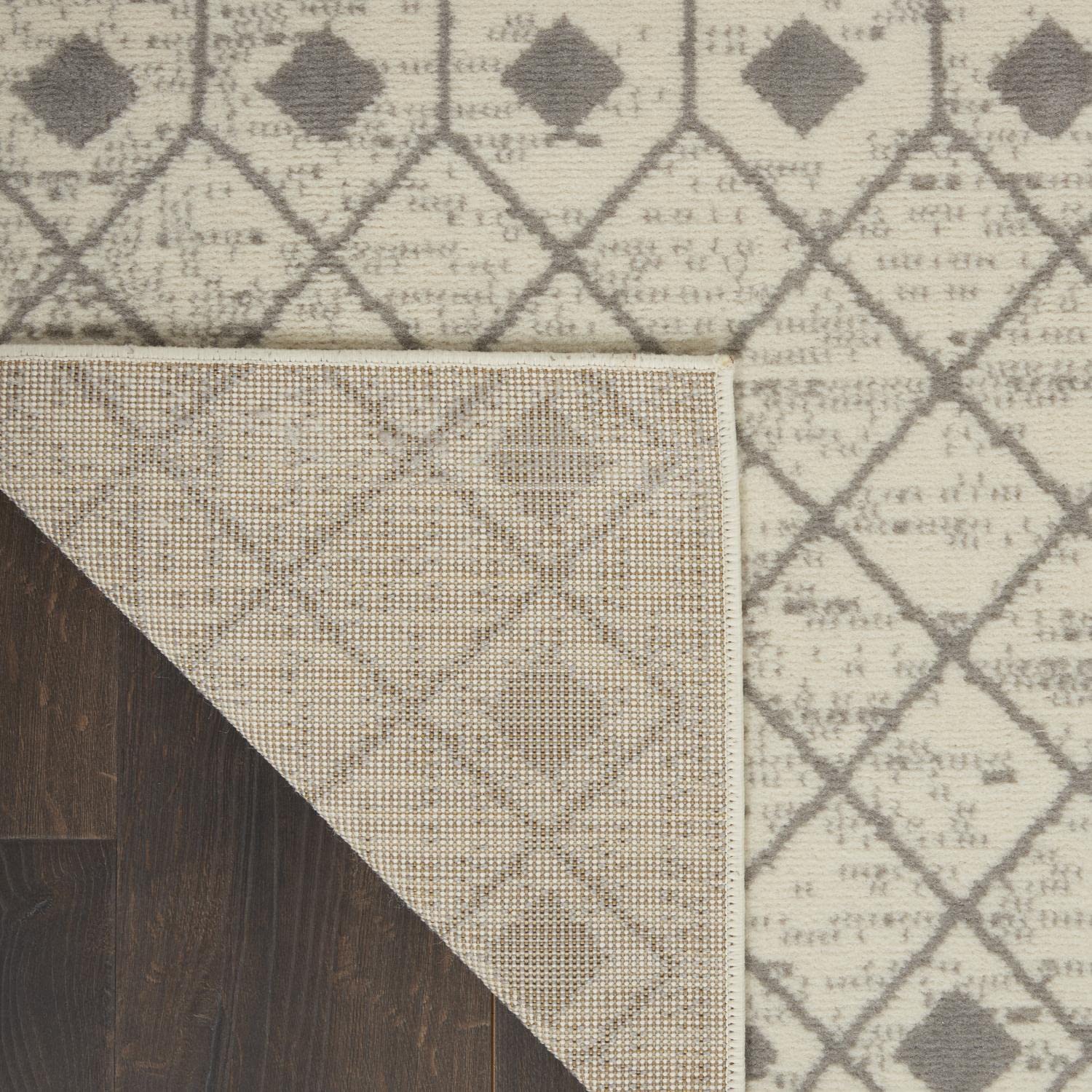 Nourison Grafix Moroccan Ivory/Grey 6' X 9' Area Rug, Easy Cleaning, Non Shedding, Bed Room, Living Room, Dining Room, Kitchen (