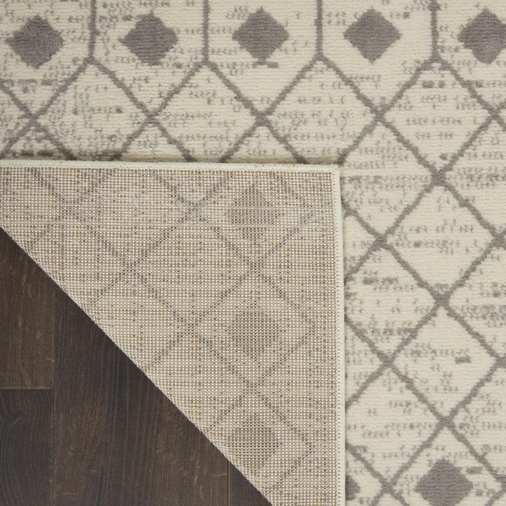 Nourison Grafix Moroccan Ivory/Grey 7'10' X 9'10' Area Rug, Easy Cleaning, Non Shedding, Bed Room, Living Room, Dining Room, K