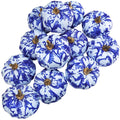 Winlyn 12 Pcs Small Fabric Pumpkins Decorative Blue and White Pumpkins Chinoiserie Chic Pumpkins Foam Pumpkins 3 for Gifts Fall 