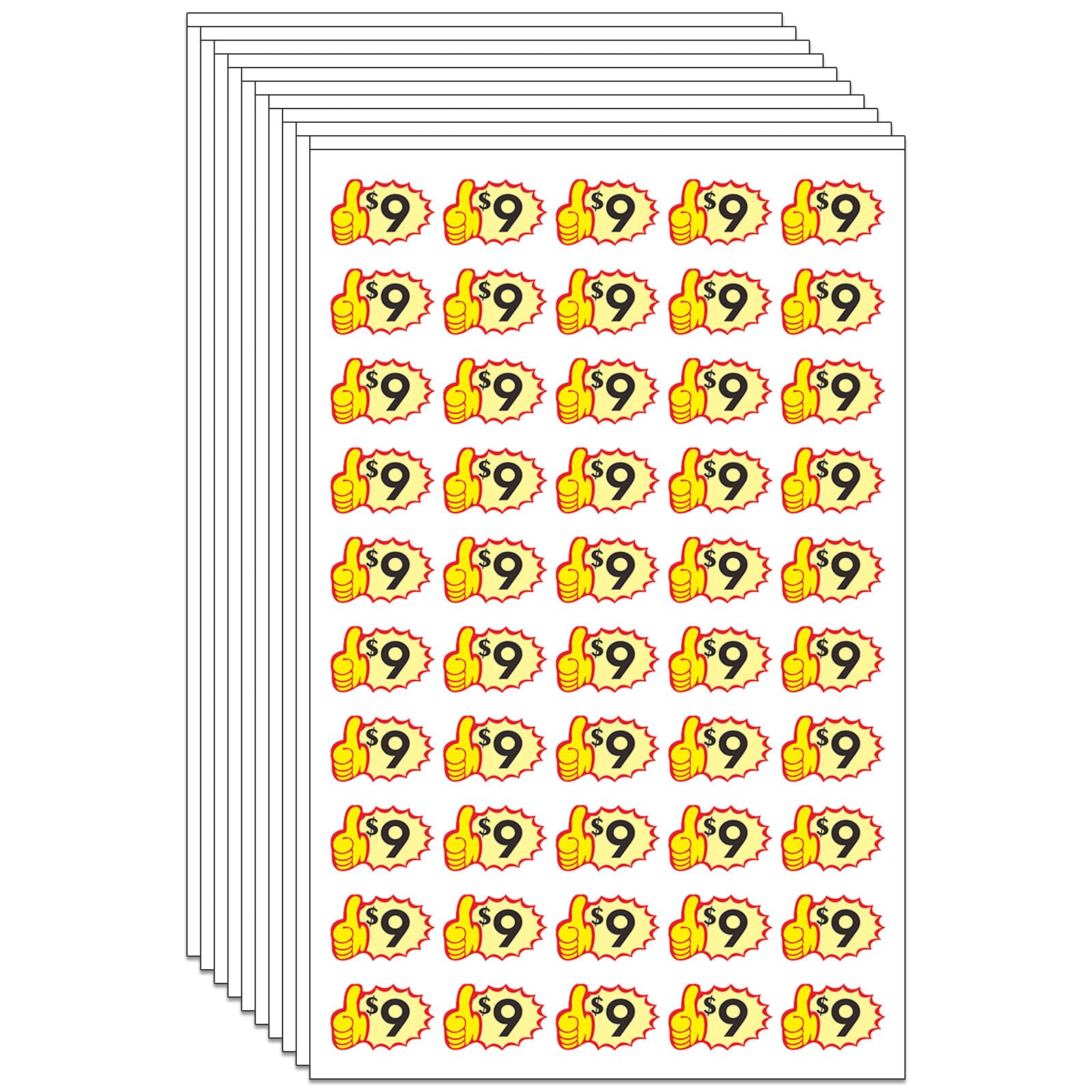 Dugutul 1000 Pcs $9 Color-Coded Price Stickers For Garage Sale And Flea Market - Bold Fonts, Clear Visibility, High Visibility,