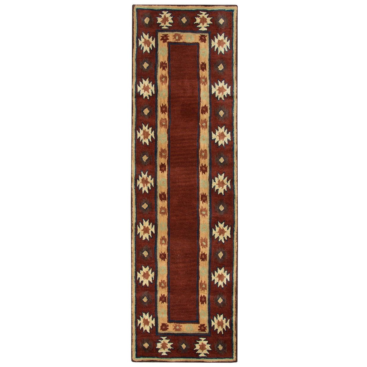 Rizzy Home Alora Decor Ryder 2'6&quot; X 8' Tribal Burgundy/Tan/Rust/Navy/Sage Hand-Tufted Rug