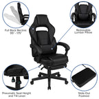 Flash Furniture X40 Gaming Chair Racing Ergonomic Computer Chair with Fully Reclining Back/Arms, Slide-Out Footrest, Massaging Lumbar - Black