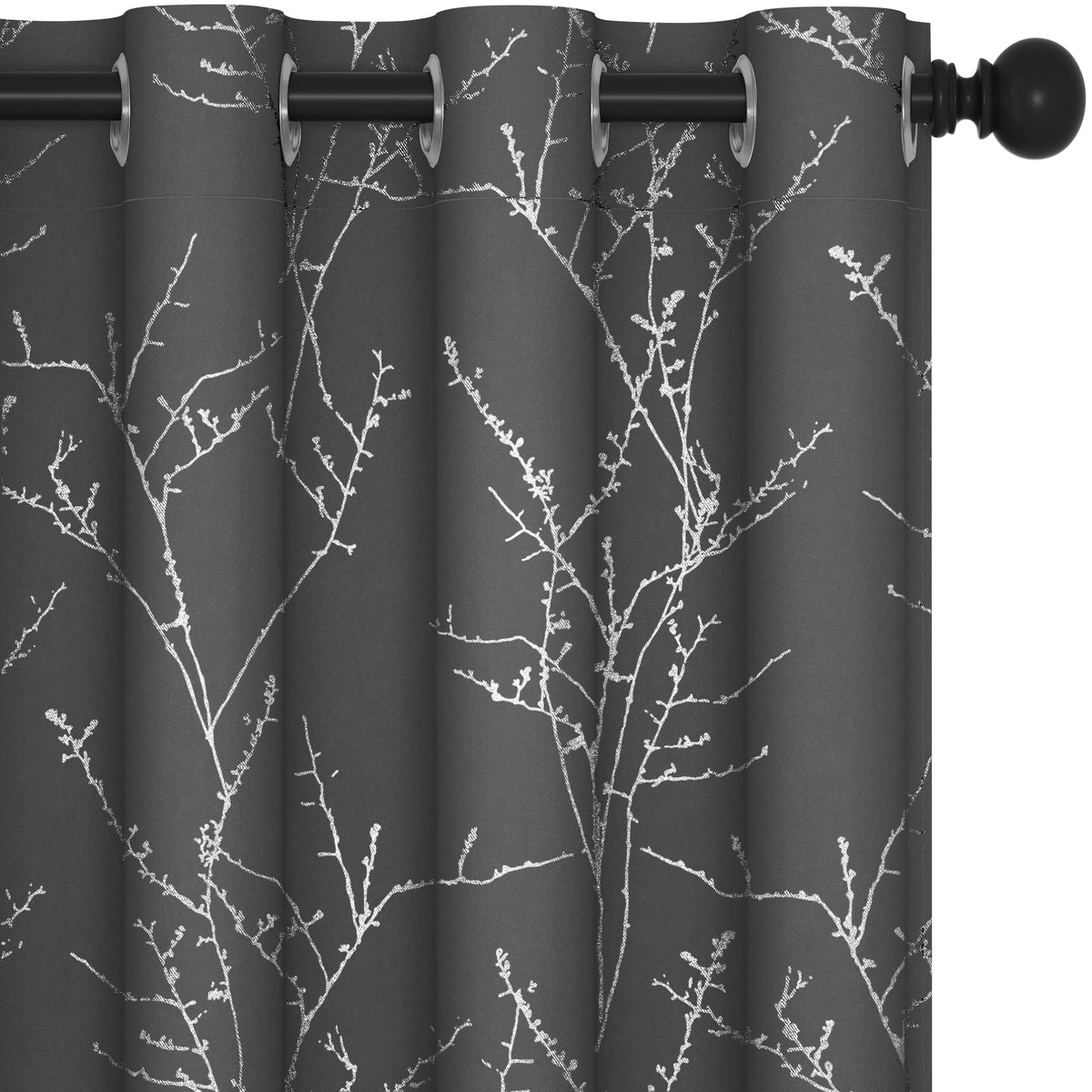 Deconovo Extra Long Ceiling To Floor Curtains, 108 Inches Long, Heat Reducing Sun Blocking Grommet Drapes With Tree Twigs Design