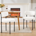 Viroformo Dining Chairs Set Of 2, White Boucle Dining Chair, Curved Backrest Upholstered Dining Room Chairs With Black Metal Leg