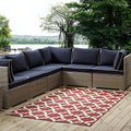Modway Cerelia Moroccan Trellis 9X12 Indoor And Outdoor Area Rug In Red And Beige