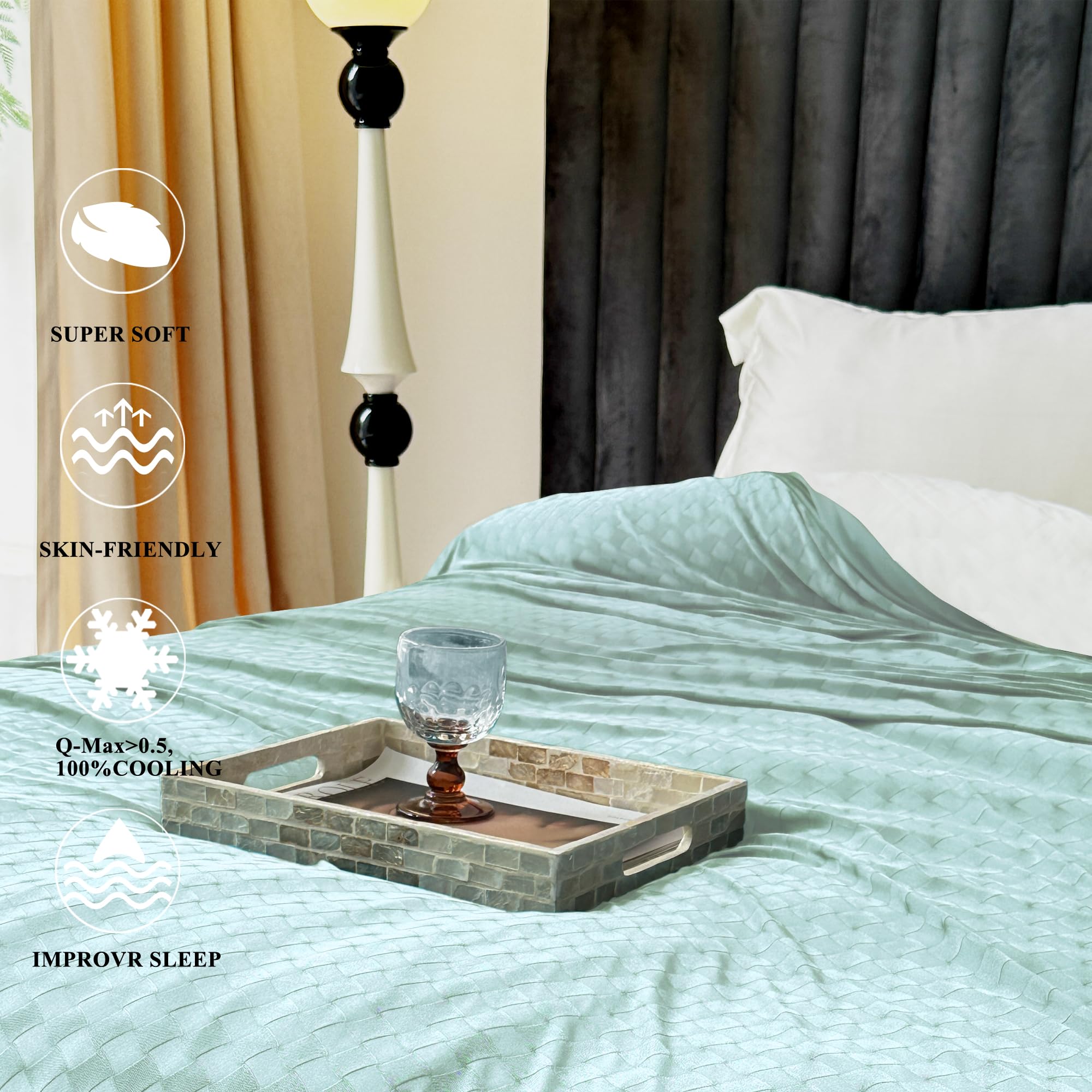 AmyHomie Sage Green Cooling Blanket, Lightweight Throw 50x70, Double-Sided Arc-Chill Q-Max>0.5 for Hot Sleepers and Night Sweats